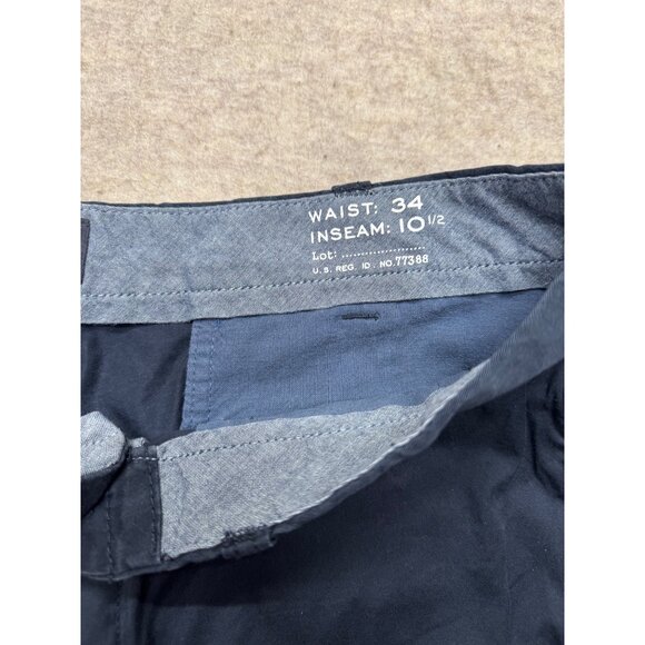 J.Crew Stretch Navy Blue Flat Front Men's Chino Shorts Size 34" Waist 10.5" Inse - Picture 3 of 4